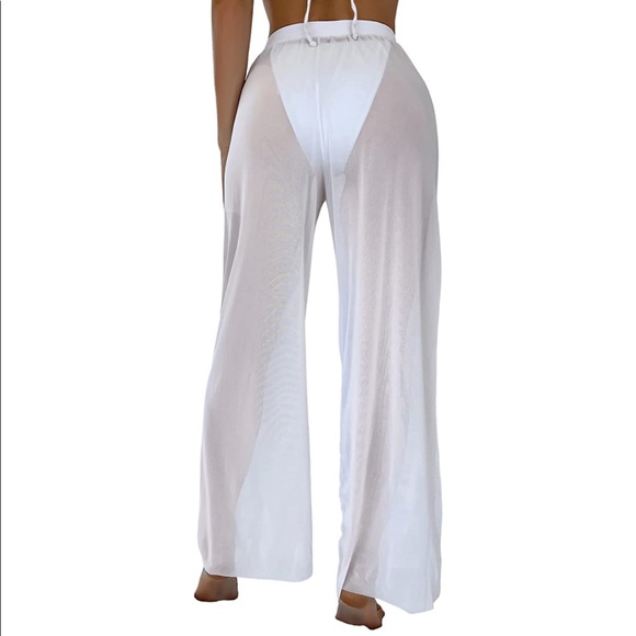White Mesh Beach Pants - Coverup - Picture 4 of 6